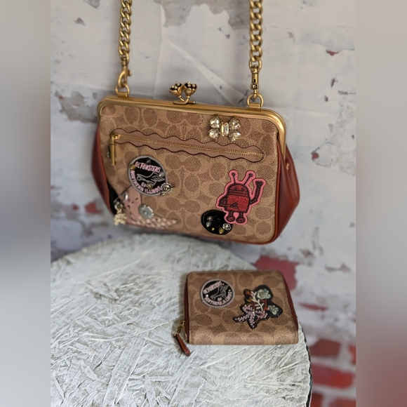 Coach Handbags - Coach × Keith Haring Kiss N Lock Handbag With matching  Tri Fold Wallet